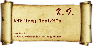 Kálnay Izaiás névjegykártya